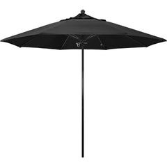 Patio Umbrellas; Diameter (Feet): 9; Height (Feet): 8.750; Fabric Color: Black; Base Included: No; Canopy Fabric: Olefin; Fade Resistant: Yes; Additional Information: Push Lift; Frame Material: Fiberglass