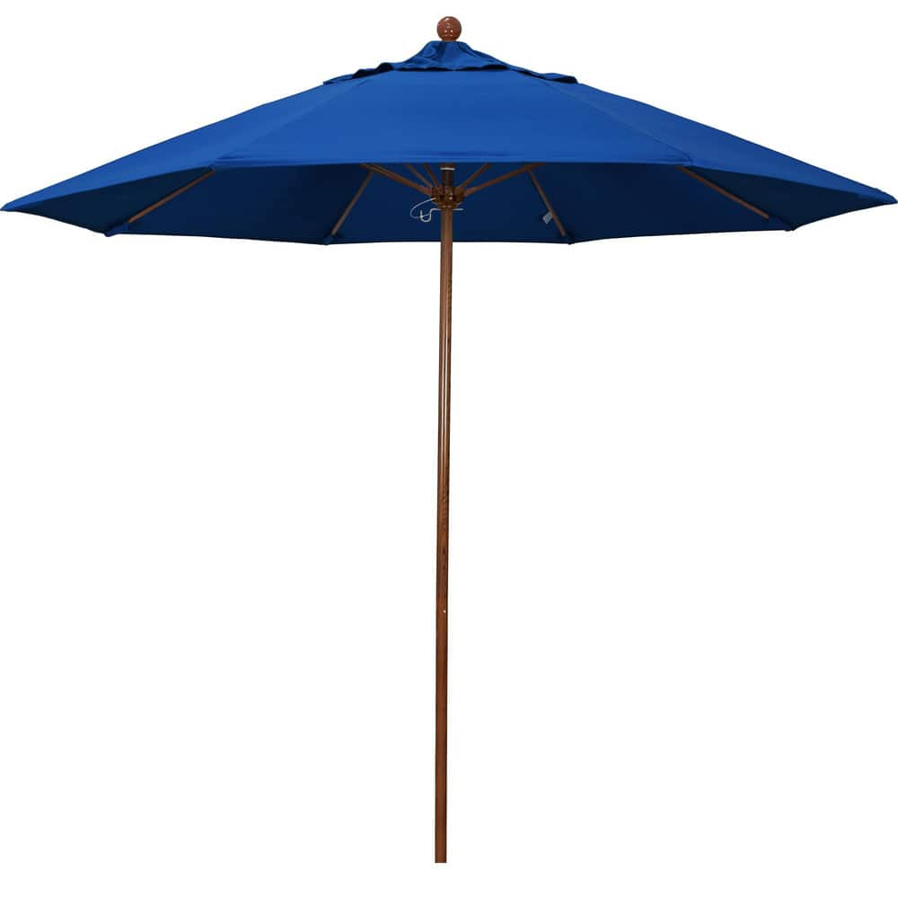 Patio Umbrellas; Diameter (Feet): 9; Height (Feet): 8.583; Fabric Color: Pacific Blue; Base Included: No; Canopy Fabric: Pacifica; Fade Resistant: Yes; Additional Information: Push Lift; Frame Material: Aluminum