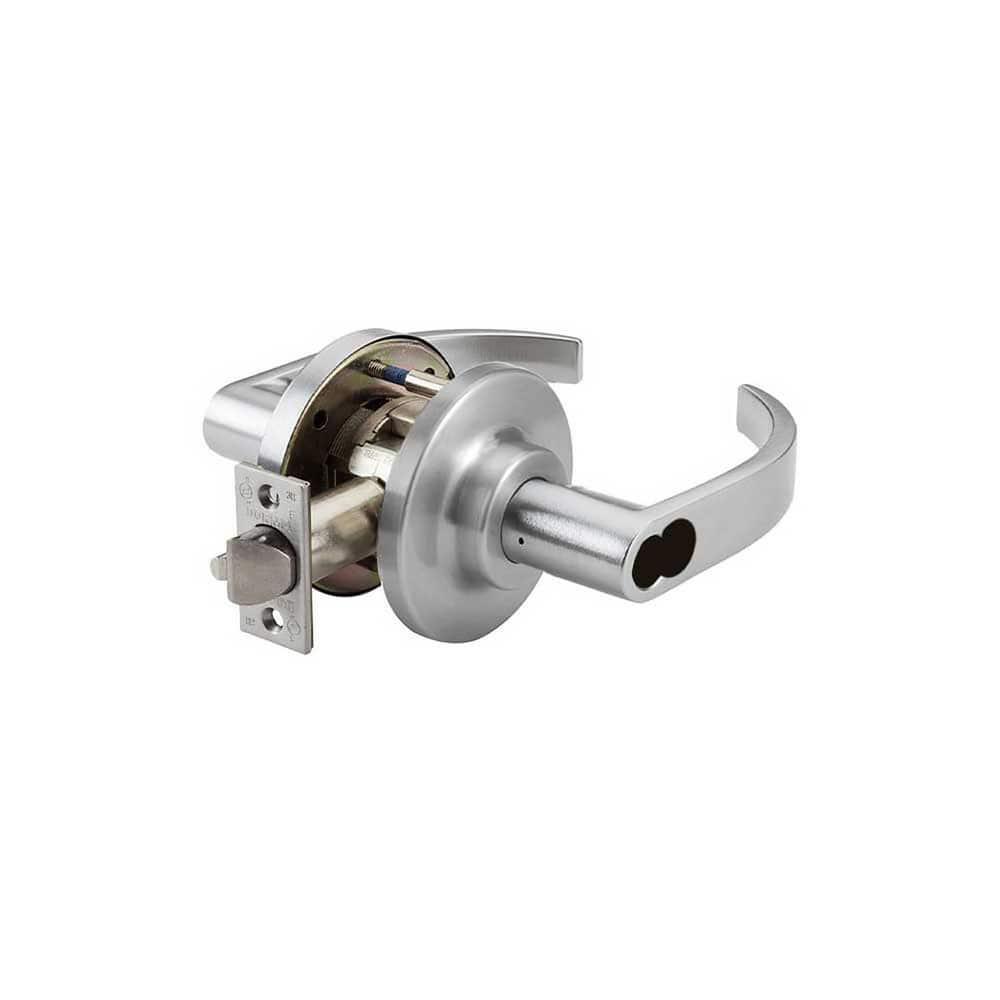 Lever Locksets; Type: Storeroom; Key Type: Keyed Different; Strike Type: ANSI 4-7/8; Finish/Coating: Satin Chrome; Material: Steel; Material: Steel; Door Thickness: 1-3/4″ ™2-1/4″ ™; Backset: 2.75; Lockset Grade: Grade 1; Cylinder Type: SFIC Less Core; Mi