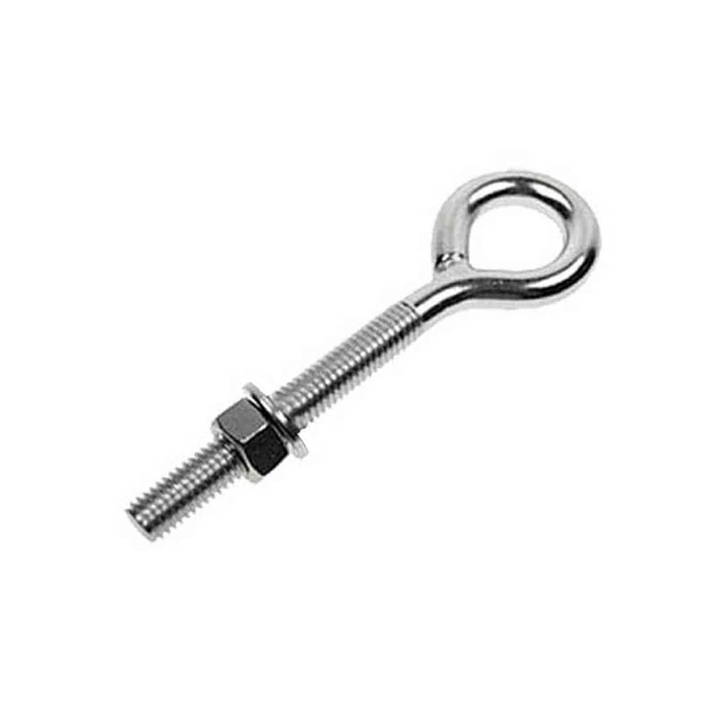 Fixed Lifting Eye Bolt: Without Shoulder, 1,200 lb Capacity, 5/16 ™ Thread, Steel Partially Threaded, 2-1/4″ Shank, 1-1/2″ Thread Length