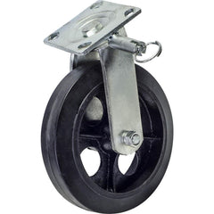 Swivel Caster Wheel: Hard Rubber, 8″ Dia, 1.5″ Wide 3,000 lb Capacity