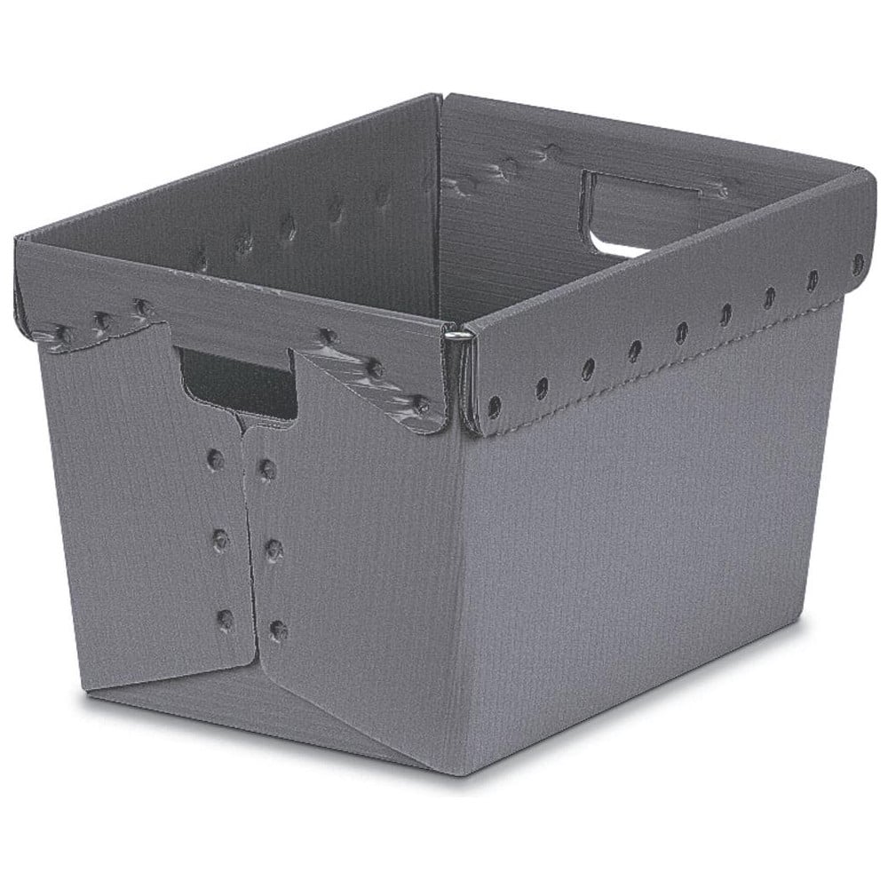 Plastic Storage Tote: 11.375″ High, 13.25″ Wide, 25.5″ Long Gray, Nesting