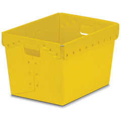 Plastic Storage Tote: 11.375″ High, 13.25″ Wide, 18.5″ Long Yellow, Nesting