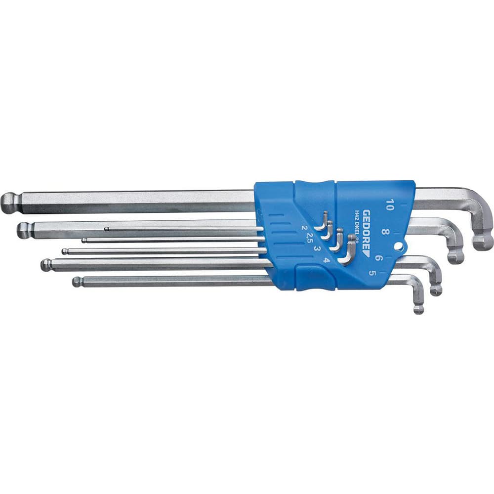 Hex Key Sets; Ball End: Yes; Handle Type: L-Handle; Hex Size: 8 mm; 5 mm; 6 mm; 2.5 mm; 4 mm; 2 mm; 10 mm; 3 mm; Container Type: Plastic Holder; Material: Chrome-Vanadium Steel 59CrV4; Number Of Pieces: 8; Overall Length: 230.00