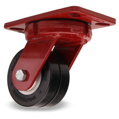 Swivel Top Plate Caster: Polyurethane on Aluminum, 4″ Wheel Dia, 2″ Wheel Width, 1,200 lb Capacity, 5-3/8″ OAH 6.5″ Plate Length, 4.5″ Plate Width, Non-Marking