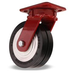 Swivel Top Plate Caster: Polyurethane on Aluminum, 6″ Wheel Dia, 3″ Wheel Width, 2,025 lb Capacity, 7-1/2″ OAH 4.5″ Plate Length, 4″ Plate Width, Non-Marking