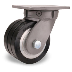 Swivel Top Plate Caster: Polyurethane on Aluminum, 6″ Wheel Dia, 2″ Wheel Width, 2,500 lb Capacity, 8″ OAH 7.25″ Plate Length, 5.25″ Plate Width, Non-Marking