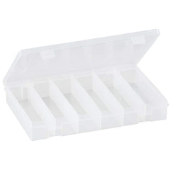 Small Parts Boxes & Organizers; Product Type: Compartment Box; Lock Type: ProLatch; Width (Inch): 7; Number of Dividers: 0; Removable Dividers: No; Color: Clear; Features: 6 Fixed Compartments; Number Of Compartments: 6; Depth (Decimal Inch): 1.7200; Widt