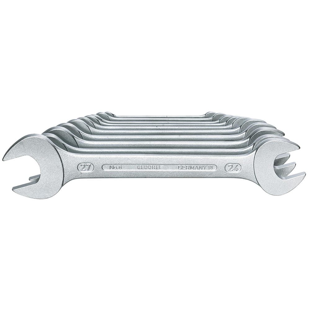 Wrench Sets; Set Type: Double Open Ended Wrench Set; Wrench Size: 6 - 27 mm; Material: Vanadium Steel; Finish: Chrome-Plated; Non-sparking: No; Corrosion-resistant: Yes; Ratcheting: No; Head Offset Angle: 15  ™; Includes: 12x13; 14x15; 20x22; 21x23; 10x11