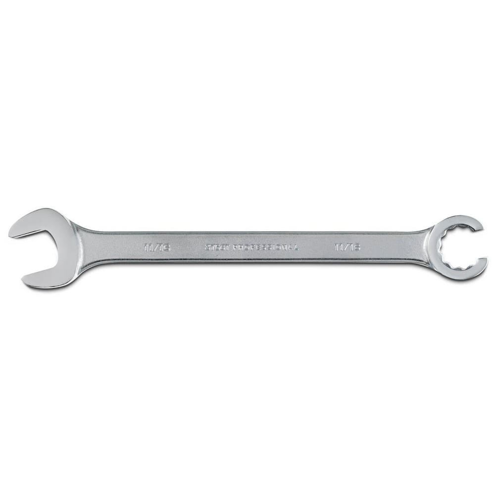 Flare Nut Wrenches; Type: Open End; Size (Inch): 11/16 in; Size (mm): 11/16 in; Head Type: Double; Offset; Opening Type: 12-Point Flare Nut; Head Offset Angle: 15; Non-sparking: No; Insulated: No; Magnetic: No; Corrosion-resistant: Yes; Ratcheting: No; Sl