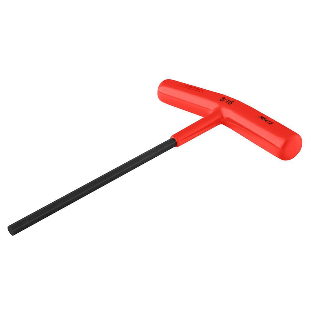 Hex Keys; End Type: Hex; Handle Type: T-Handle; Arm Style: T-Handle; Arm Length: 3 in; 6 in; Handle Color: Red; Insulated: No; Overall Length: 6.00