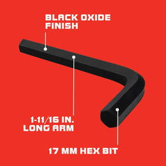 Hex Keys; End Type: Hex; Handle Type: L-Handle; Arm Style: Long; Arm Length: 1.125 in; 3.25 in; Handle Color: Black; Insulated: No; Overall Length: 3.25