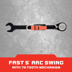 Combination Wrench: 0.625'' Head Size, 15 ° Offset 8.25'' OAL, Steel, Black Chrome-Plated