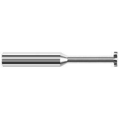 Woodruff Keyseat Cutter: 0.5″ Cut Dia, 0.062″ Cut Width, 1/2″ Shank Dia, Staggered Tooth 3″ OAL, 8 Teeth, Solid Carbide