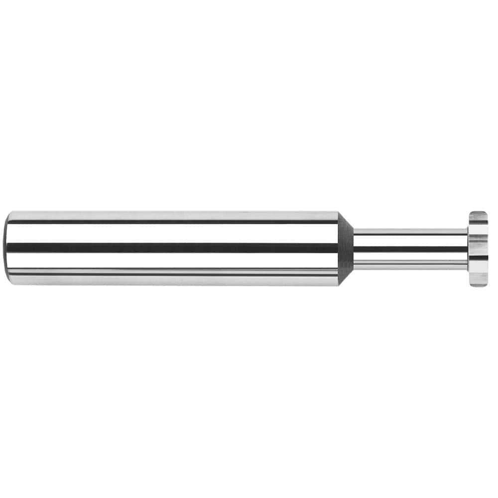 Woodruff Keyseat Cutter: 0.5″ Cut Dia, 0.25″ Cut Width, 1/2″ Shank Dia, Straight Tooth 3″ OAL, 8 Teeth, Solid Carbide