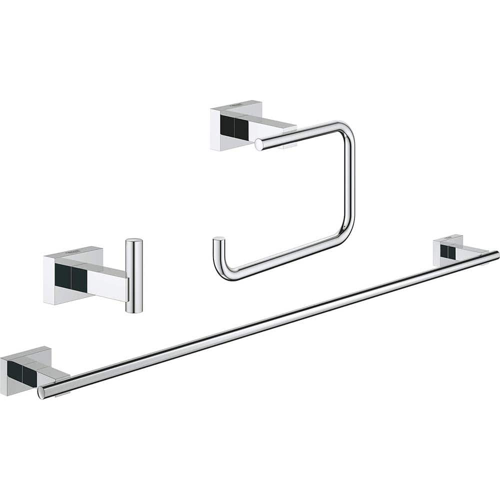 Grohe - Washroom Shelves, Soap Dishes & Towel Holders; Type: 5-in-1 Accessory Set ; Material: Metal ; Length (Inch): 23 ; Width (Inch): 1.75 ; Depth (Inch): 2.36 ; Finish/Coating: Chrome - Exact Industrial Supply