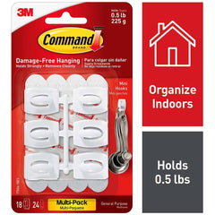 3M - All-Purpose & Utility Hooks; Type: Hooks Kit ; Overall Length (Inch): 1-5/64 ; Material: Plastic ; Projection: 0.44 ; Color: White ; Material: Plastic - Exact Industrial Supply