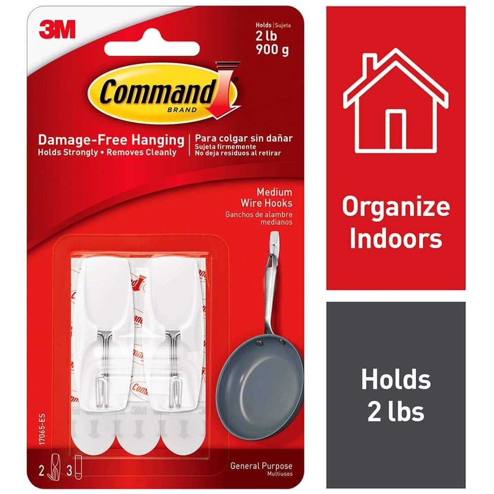 3M - All-Purpose & Utility Hooks; Type: Hooks Kit ; Overall Length (Inch): 2-11/64 ; Material: Plastic ; Projection: 0.83 ; Color: White ; Material: Plastic - Exact Industrial Supply