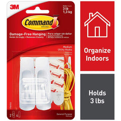 3M - All-Purpose & Utility Hooks; Type: Hooks Kit ; Overall Length (Inch): 3; 3 ; Material: Plastic ; Projection: 1.10 ; Color: White ; Overall Length: 3 - Exact Industrial Supply