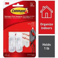 3M - All-Purpose & Utility Hooks; Type: Hooks Kit ; Overall Length (Inch): 2-3/8 ; Material: Plastic ; Projection: 0.71 ; Color: White ; Material: Plastic - Exact Industrial Supply