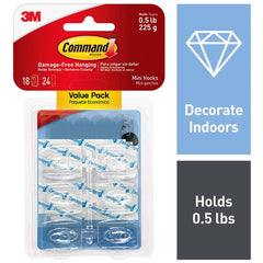 3M - All-Purpose & Utility Hooks; Type: Hooks Kit ; Overall Length (Inch): 1-5/64 ; Material: Plastic ; Projection: 0.44 ; Material: Plastic ; Overall Width: 0.85 - Exact Industrial Supply