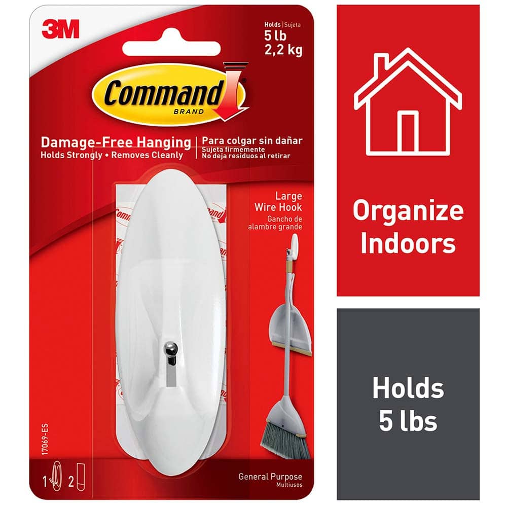 3M - All-Purpose & Utility Hooks; Type: Hooks Kit ; Overall Length (Inch): 4-9/64 ; Material: Plastic ; Projection: 1.88 ; Color: White ; Material: Plastic - Exact Industrial Supply