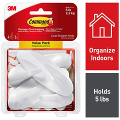 3M - All-Purpose & Utility Hooks; Type: Hooks Kit ; Overall Length (Inch): 4-1/8 ; Projection: 1.50 ; Color: White ; Overall Width: 1.50 ; Projection: 1.50 (Inch) - Exact Industrial Supply