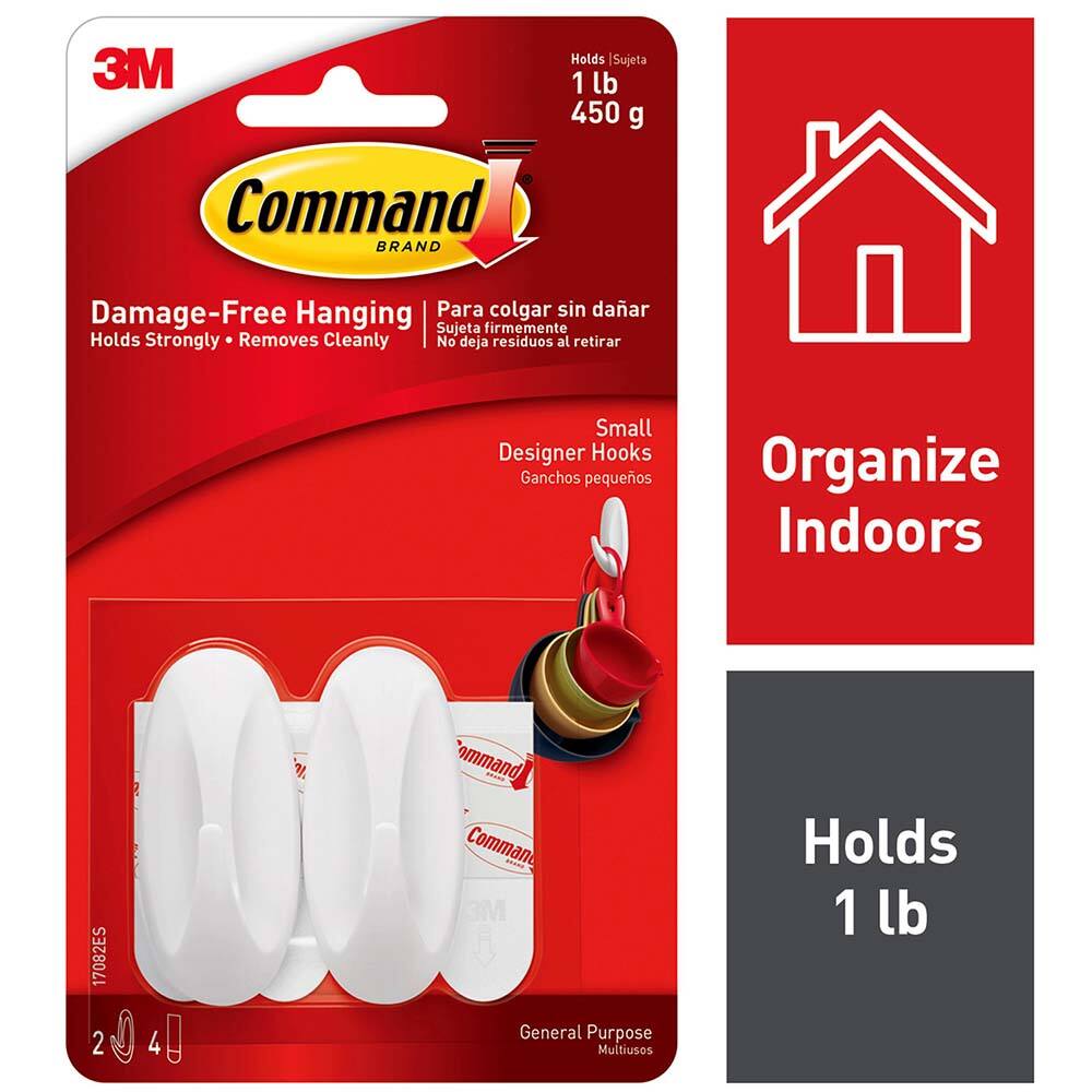 3M - All-Purpose & Utility Hooks; Type: Hooks Kit ; Overall Length (Inch): 2-1/8 ; Material: Plastic ; Projection: 0.92 ; Color: White ; Material: Plastic - Exact Industrial Supply