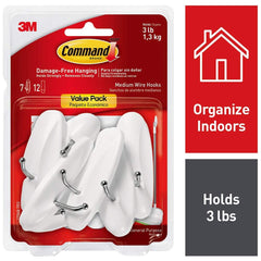 3M - All-Purpose & Utility Hooks; Type: Hooks Kit ; Overall Length (Inch): 3-5/32 ; Material: Plastic ; Projection: 1.35 ; Color: White ; Material: Plastic - Exact Industrial Supply