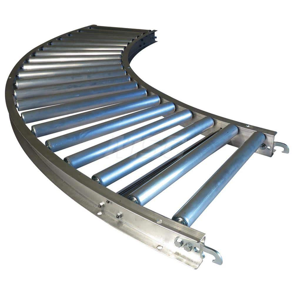 Gravity Conveyors; Conveyor Type: Roller; Component: 90 Degree Curved Conveyor; Telescopic: No; Roller Diameter (Decimal Inch): 1.3800; Overall Width: 12; Wheel Material: Aluminum; Minimum Extended Length: 4.0 ft; Maximum Extended Length: 4.0000; Minimum