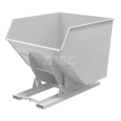 Stationary Tilt Hopper: 6,000 lb Capacity, 64″ Wide, 79.38″ Long, 64.375″ High Gray, Powder Coated Steel, Hand Control