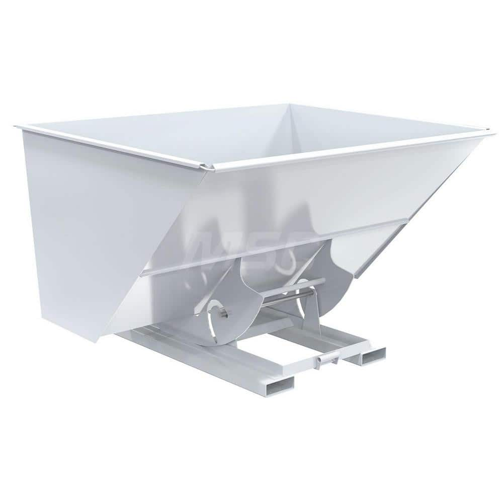 Stationary Tilt Hopper: 4,000 lb Capacity, 82″ Wide, 69″ Long, 51″ High White, Powder Coated Steel, Hand Control