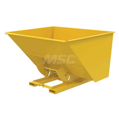 Stationary Tilt Hopper: 6,000 lb Capacity, 82″ Wide, 69″ Long, 51″ High Yellow, Powder Coated Steel, Hand Control