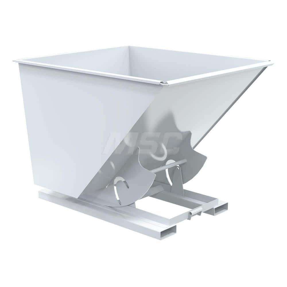 Stationary Tilt Hopper: 6,000 lb Capacity, 57″ Wide, 69″ Long, 51″ High White, Powder Coated Steel, Hand Control