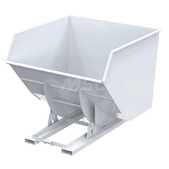 Stationary Tilt Hopper: 6,000 lb Capacity, 79″ Wide, 72.94″ Long, 64.375″ High White, Powder Coated Steel, Hand Control