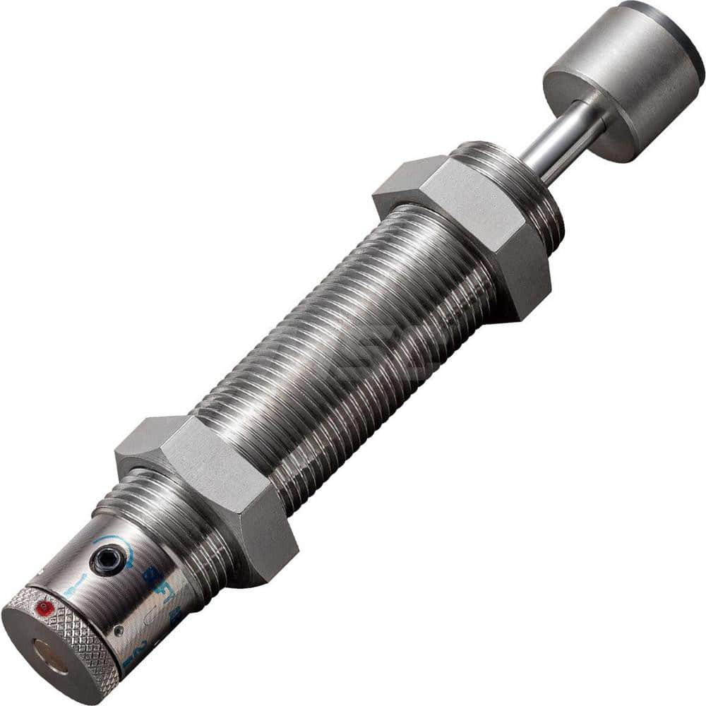 Standard-Duty Shock Absorber: 8 mm Rod Dia, 37 mm OD, 25 mm Stroke, M27 x 1.5 Thread 168.2 mm OAL, 27.3 lb Force