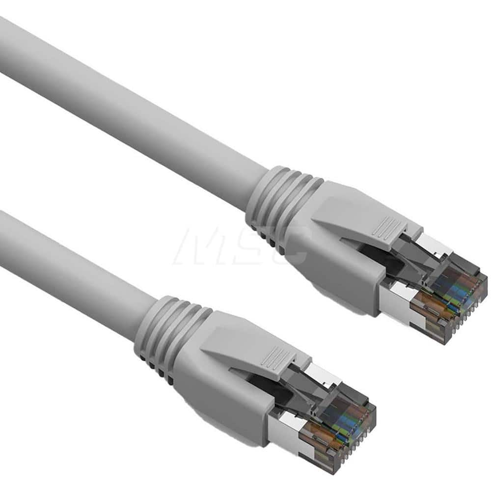 5' HD 24AWG AWG PVC Round Solid Straight Twisted-Pair (UTP/STP) CAT8 Ethernet Cable Double Shielded Braid, Flexible