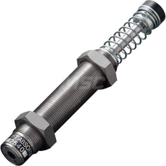 Standard-Duty Shock Absorber: 8 mm Rod Dia, 37 mm OD, 40 mm Stroke, M25 x 1.5 Thread 185.5 mm OAL, 71.5 lb Force