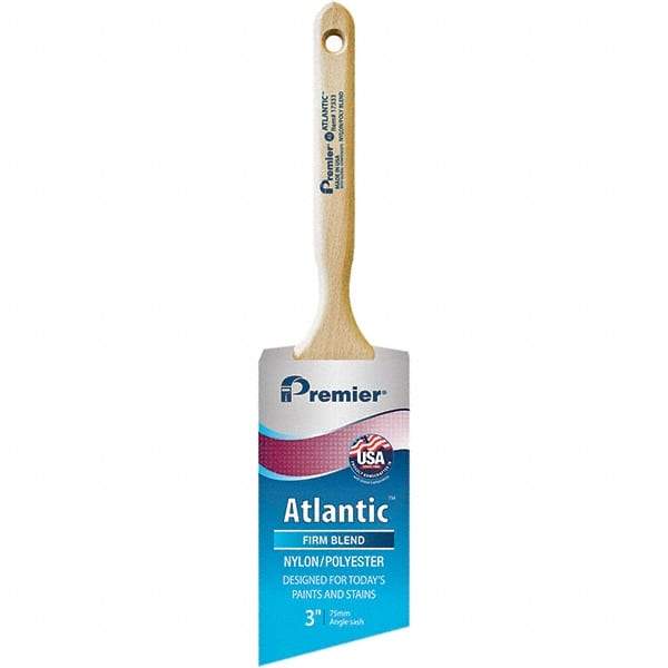 Premier Paint Roller - 3" Tapered Nylon/Polyester Angular Brush - 3-3/16" Bristle Length, 7-1/2" Wood Sash Handle - Best Tool & Supply