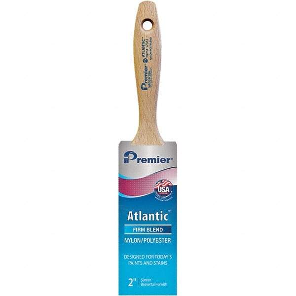 Premier Paint Roller - 2" Tapered Nylon/Polyester Varnish Brush - 2-11/16" Bristle Length, 5-1/4" Wood Beavertail Handle - Best Tool & Supply