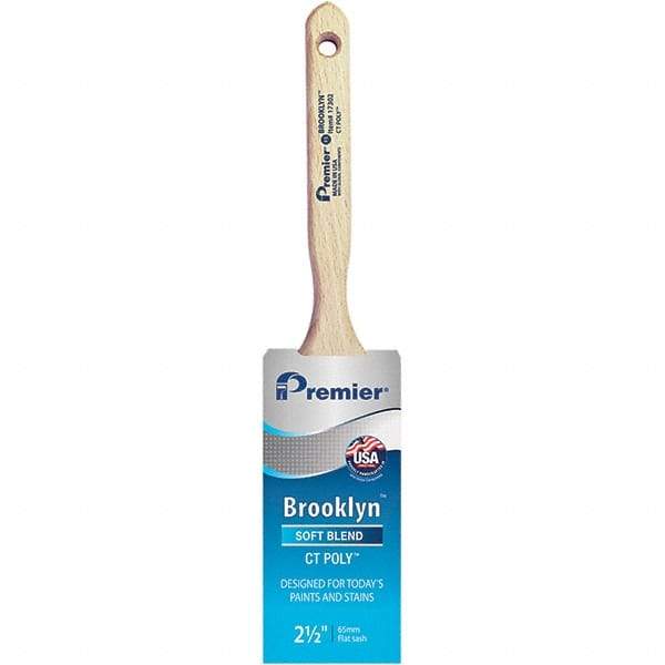 Premier Paint Roller - 2-1/2" Tapered Polyester Sash Brush - 2-15/16" Bristle Length, 7-1/2" Wood Sash Handle - Best Tool & Supply