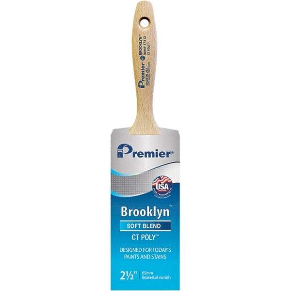 Premier Paint Roller - 2-1/2" Tapered Polyester Varnish Brush - 2-15/16" Bristle Length, 5-1/2" Wood Beavertail Handle - Best Tool & Supply