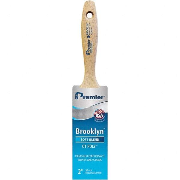 Premier Paint Roller - 2" Tapered Polyester Varnish Brush - 2-11/16" Bristle Length, 5-1/4" Wood Beavertail Handle - Best Tool & Supply