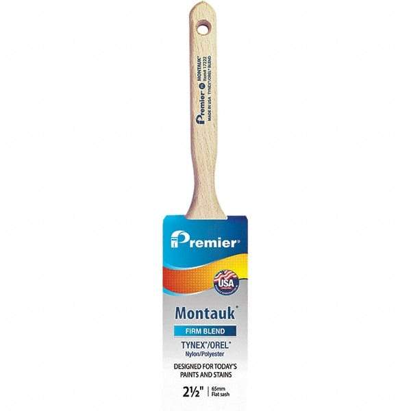 Premier Paint Roller - 2-1/2" Tapered Nylon/Polyester Sash Brush - 2-15/16" Bristle Length, 7-1/2" Wood Sash Handle - Best Tool & Supply