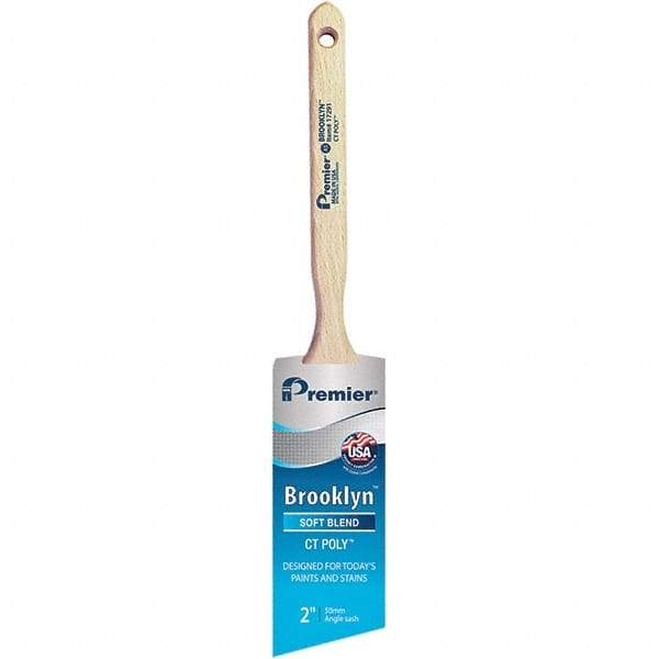 Premier Paint Roller - 2" Tapered Polyester Angular Brush - 2-11/16" Bristle Length, 7" Wood Sash Handle - Best Tool & Supply