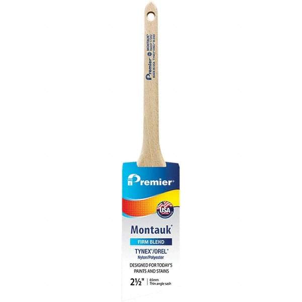 Premier Paint Roller - 2-1/2" Tapered Nylon/Polyester Trim Brush - 2-11/16" Bristle Length, 8" Wood Sash Handle - Best Tool & Supply