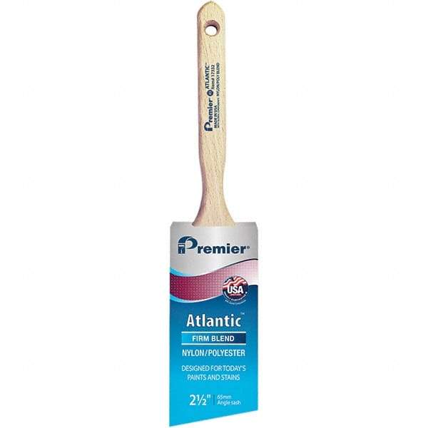 Premier Paint Roller - 2-1/2" Tapered Nylon/Polyester Angular Brush - 2-15/16" Bristle Length, 7-1/2" Wood Sash Handle - Best Tool & Supply