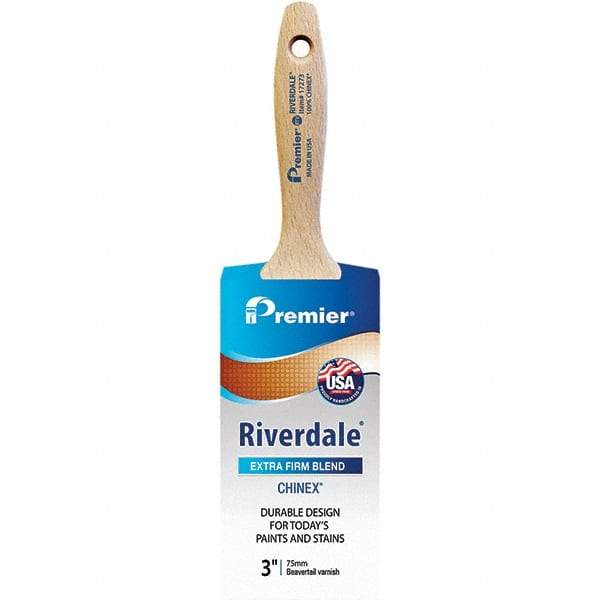 Premier Paint Roller - 3" Tapered Nylon Varnish Brush - 3-3/16" Bristle Length, 6" Wood Beavertail Handle - Best Tool & Supply