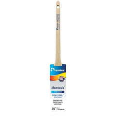 Premier Paint Roller - 1-1/2" Tapered Nylon/Polyester Trim Brush - 2-3/16" Bristle Length, 7" Wood Sash Handle - Best Tool & Supply