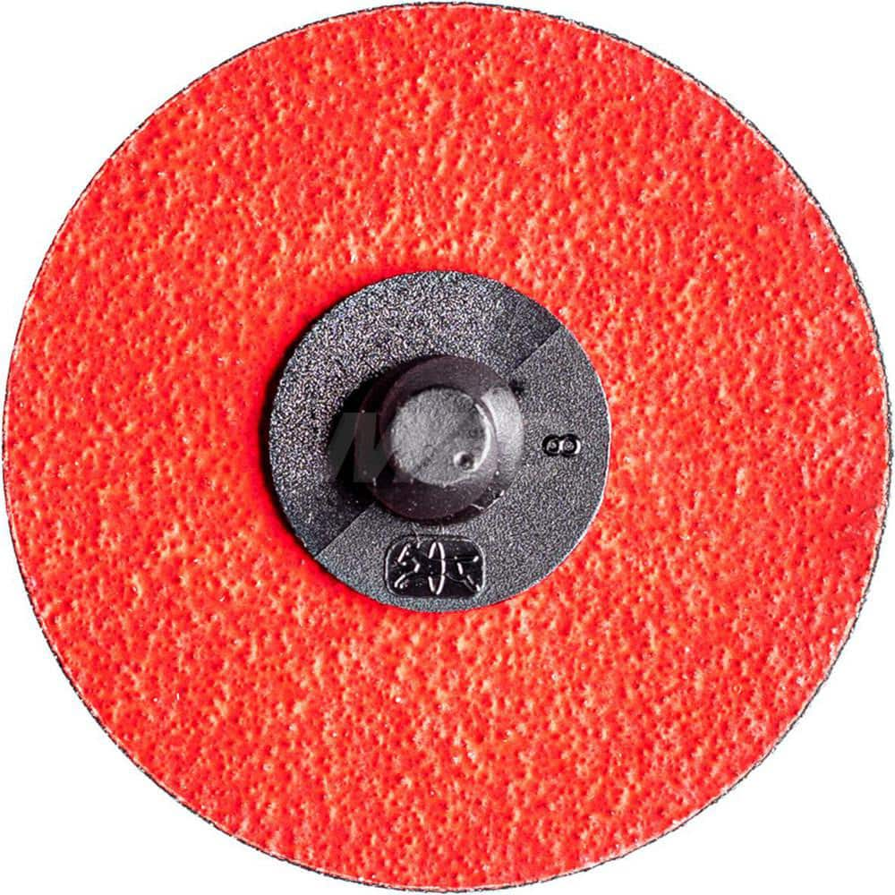 Quick-Change Disc: CDR, 2″ Disc Dia, 80 Grit, Ceramic, Coated Red, Polyester Backed, 3,800 RPM